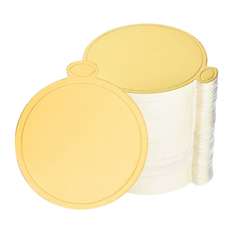 Yeplan 100 Packs Gold Cake Boards,3.1 inch Mini Round Cake Boards,Food-graded Corrugated Cardboard Cake Rounds Cake Base,Waterproof and Oil-proof Cake Plate for Cake DIY,Dessert and Crafts Display - Image 1
